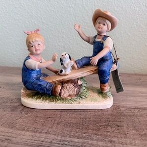Vintage Homco Denim Days Figurine #8827 “Playtime” 1985